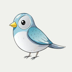 Adorable Watercolor Illustration of a Cute Little Blue Bird