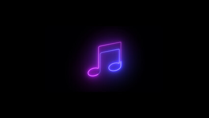 Music neon icon, neon light Music icon.