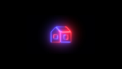 Home icon, neon glowing Home icon, 