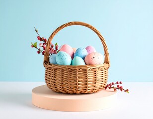 easter eggs in basket
