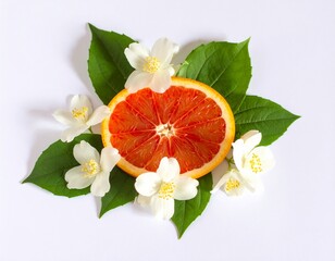 orange flower with green leaves