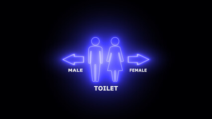 glowing toilet icon, neon glowing toilet signs. 3D render