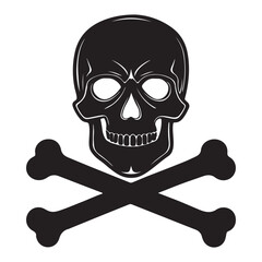 Silhouette of a skull and crossbones vector illustrationicon for signs, apps, and websites isolated on white background