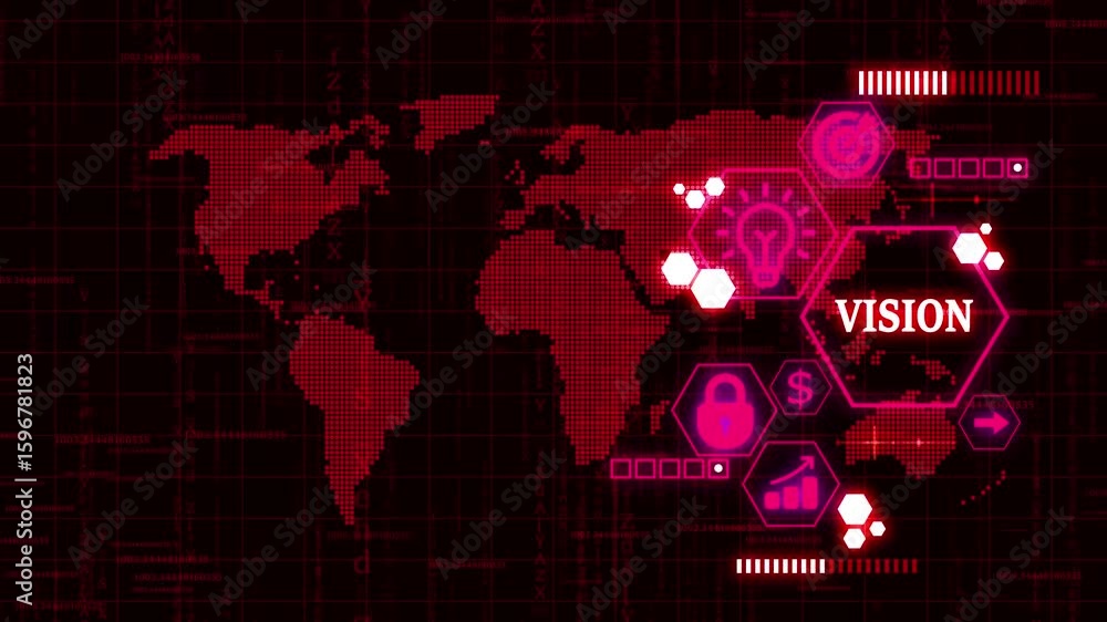 Poster vision concept. business, technology, internet and network concept. glowing connections in different