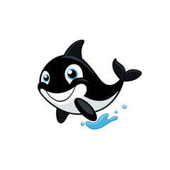Obraz premium Cute Vector Illustration of a Smiling Cartoon Orca