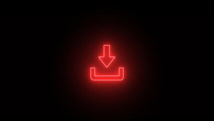 upload neon icon, Glowing neon download icon illustrating digital data transfer and accessibility