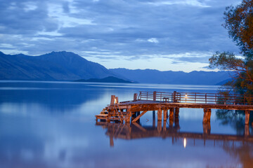 Serene Lakeside Pier at Dusk