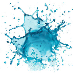 Dynamic blue water splash isolated on transparent background