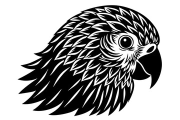 parakeet head black and white silhouette
