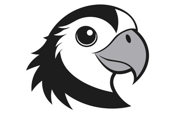 parakeet head black and white silhouette
