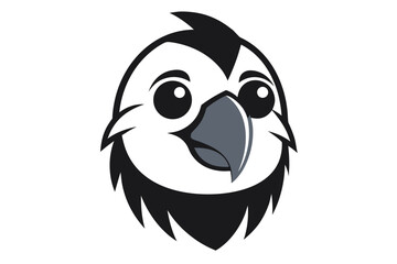 parakeet head black and white silhouette