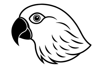 parakeet head black and white silhouette