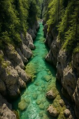 Obraz premium Crystal-Clear Mountain River in Wild Nature