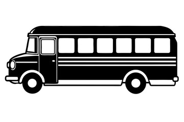 school bus icon black and white silhouette