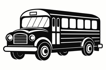 school bus icon black and white silhouette