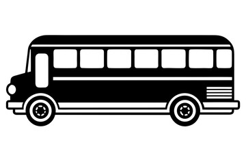 school bus icon black and white silhouette