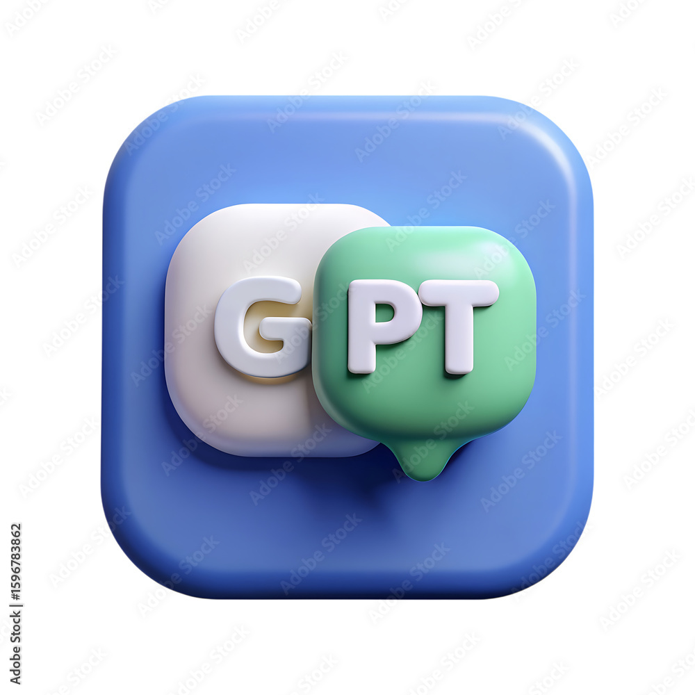 Fototapete 3d icon of a 3d rendering of the gpt logo isolated on transparent background