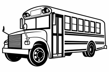 school bus icon black and white silhouette