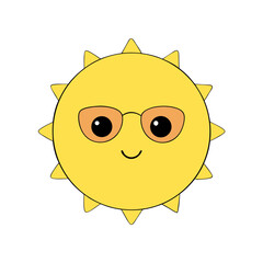 Kawaii Vector of a Smiling Yellow Sun with Sunglasses