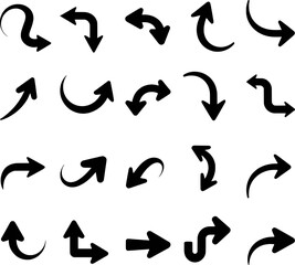 Obraz premium Collection of black arrows pointing in various directions and curves graphic