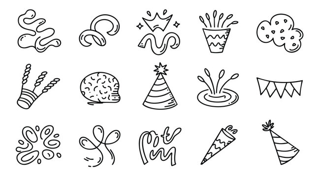 Celebration Icons: 15 Hand-Drawn Party & Festive Elements