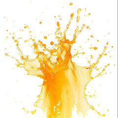 Vibrant orange juice splash isolated on transparent background
