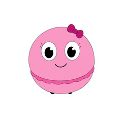 Fototapeta premium Vector Illustration of a Happy Pink Macaron with a Smile