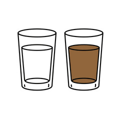 A minimalist vector illustration of a glass of contaminated water