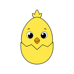 Vector Illustration of a Happy Yellow Chick with a Bow