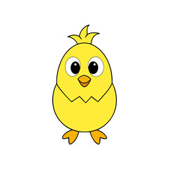 Obraz premium Vector Illustration of a Happy Yellow Chick with a Bow