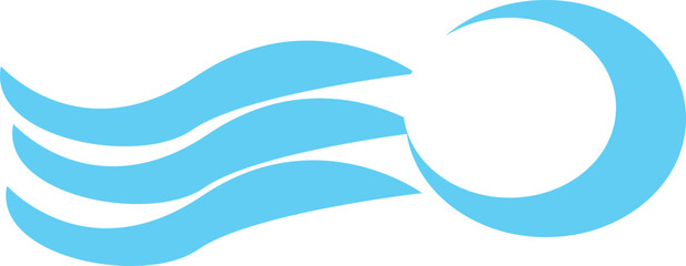 Silhouette of stylized vector blue waves isolate on white. Wave ocean and water curve splashing ripple illustration.