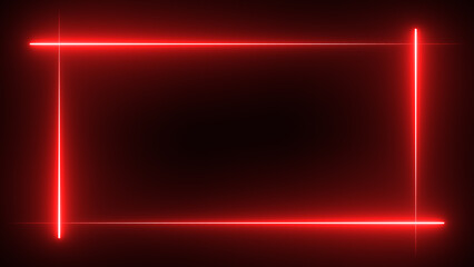 neon rectangular frame. Glowing LED light border. Neon glowing line frame