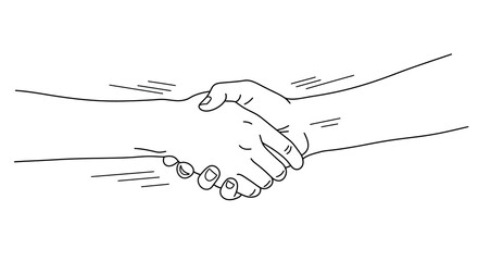 Linear handshake art: minimalist line drawing of agreement and partnership