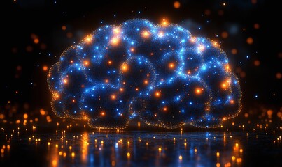 Glowing Blue and Orange Neural Network Abstract