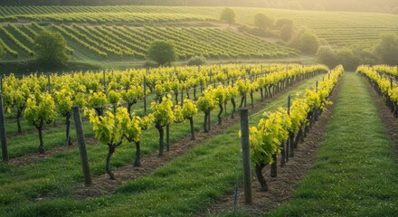 Vineyard rows at sunrise (1)
