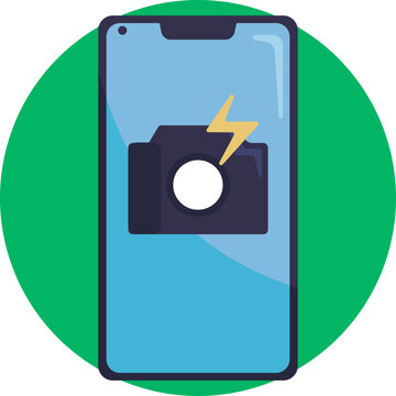 A symbol representing the flash feature on a smartphone camera, used to illuminate subjects in low light.