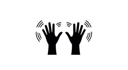 Fototapeta premium Silhouette of raised hands with sound waves in gesture concept