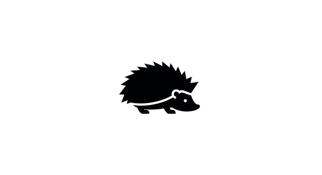 Simple hedgehog silhouette on white background for minimalist designs