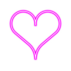 Pink neon heart on, Vivid glowing lavender border isolated on transparent background. Shine glow light electric pink neon sign Banner, Mockup, presentation, Design element, PNG