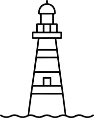Ocean Lighthouse with Birds Outline Sketch