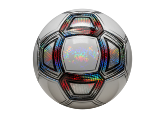 collectible 3d soccer ball with a white and silver holographic foil design
