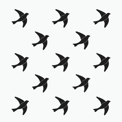 Elegant Golden Birds Seamless Pattern on Black Background