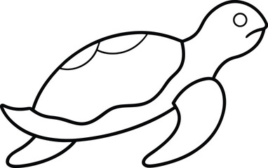 Sea Turtle Swimming Minimal Outline Drawing