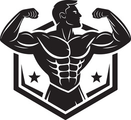 bodybuilder icon and vector, Retro cartoon vector illustration of a muscular bodybuilder, a strong man, an iconic symbol of sport and art
