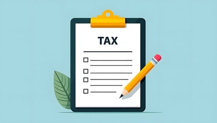 Tax Checklist with Pencil and Leaf - Financial Planning Concept
