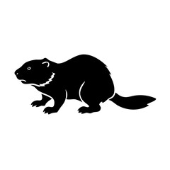 Obraz premium Beaver Animal Silhouette Vector Illustration – EPS Template on White Background