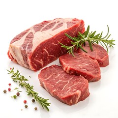 Fresh Raw Beef Steak with Herbs and Peppercorns