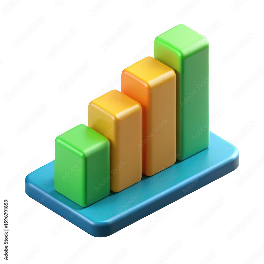 Poster 3d bar chart isolated on transparent background