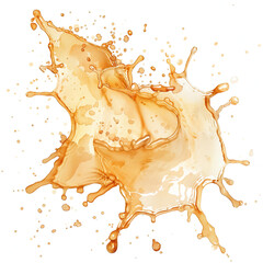 Dynamic orange juice splash with droplets isolated on transparent background