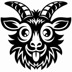 Obraz premium Goofy Goat Face A Whimsical Black and White Cartoon Illustration